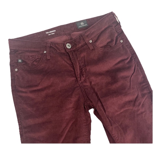 AG Adriano Goldschmied The Legging Ankle Skinny Burgundy Corduroy Womens 26R EUC - Picture 1 of 6